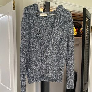 Sonoma Heathered Hooded Zip up Navy Cardigan